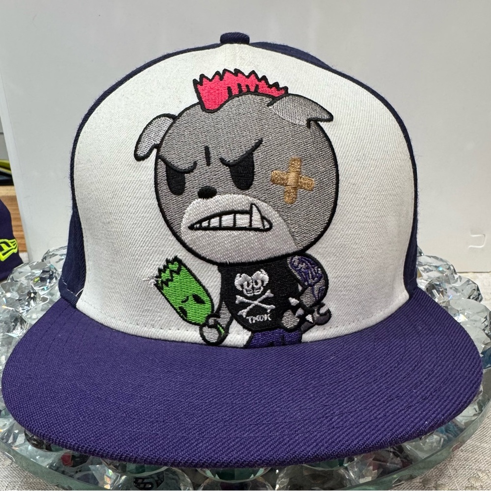 NEW ERA X TOKIDOKI HAT RARE BRUISER BULLDOG SZ: 7 ⅜ 59FIFTY FITTED CAP BRAND NEW